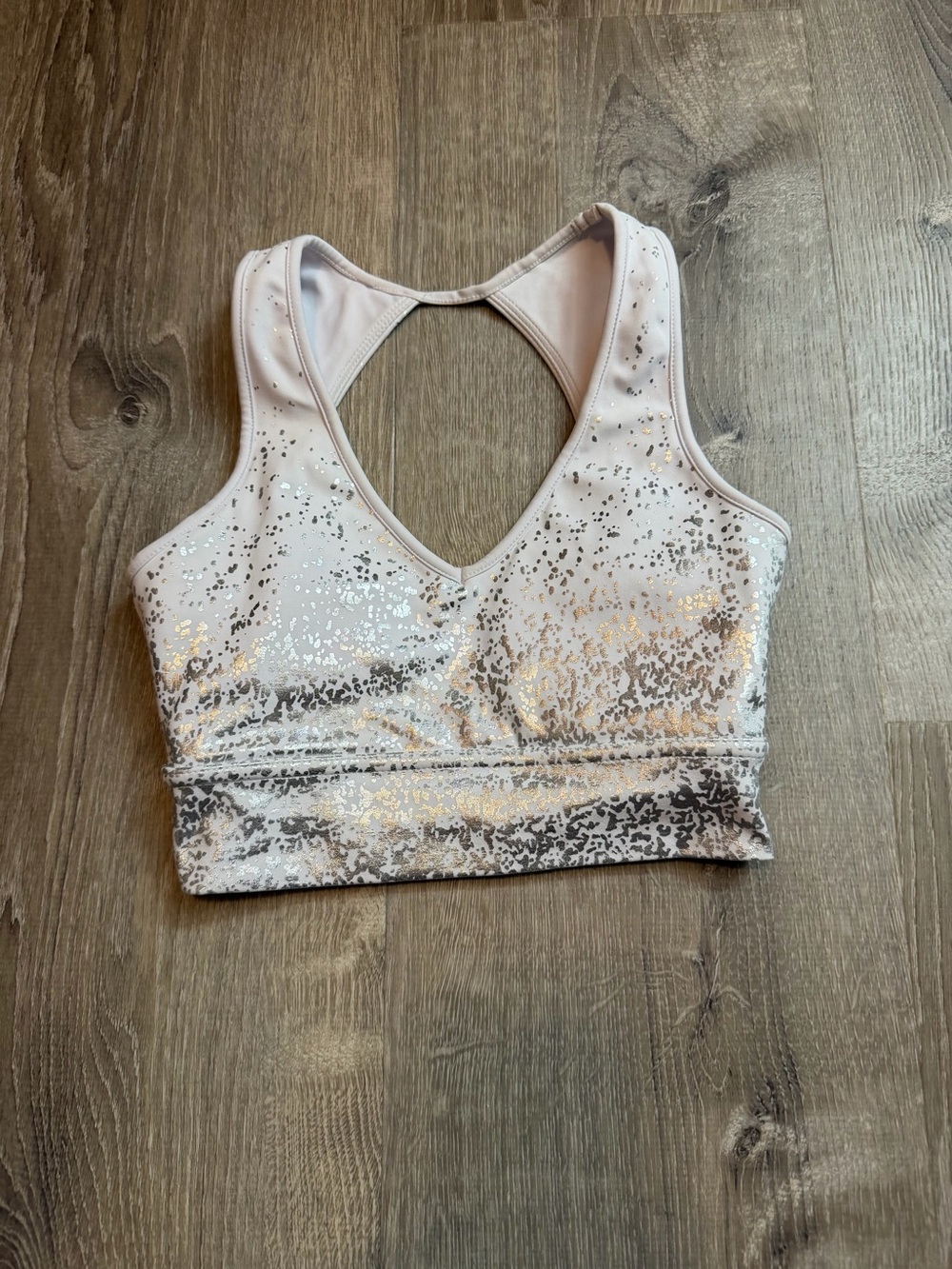 BuffBunny Pearl White & Metallic Silver Glitter Sports Bra